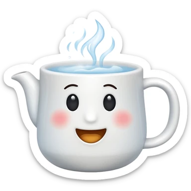 a cup of hot water with steam lines coming out of it, simple emoji style sticker