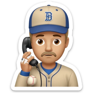 A man on the phone about to make a complaint but dad sticker