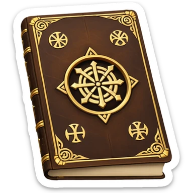 Spell Book – Old leather book with glowing runes and bookmarks sticker