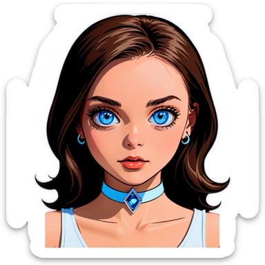 blue eyed girl with choker sticker