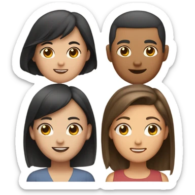 One Asian girl one brunette one Latina and one boy buzz cut  sticker