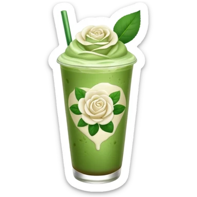 iced matcha latte white rose  sticker