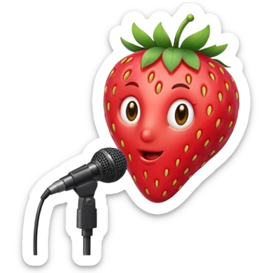 strawberry front the mic sticker