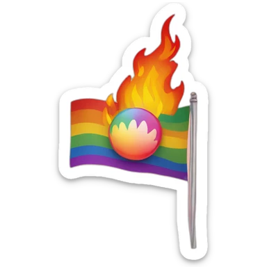 lgbt flag with fire background sticker