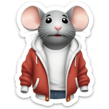 a mouse steaming clothes sticker