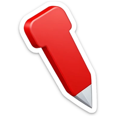 A simple bold red downward pointer with clean edges, solid fill, and a modern emoji-like style, pointing straight down. sticker