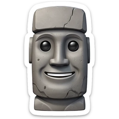 moai emoji with a happy face sticker