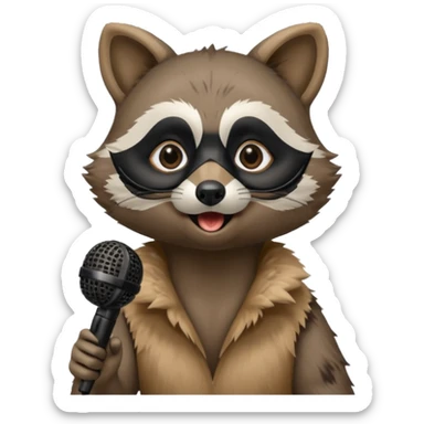 Racoon singing with mic  sticker