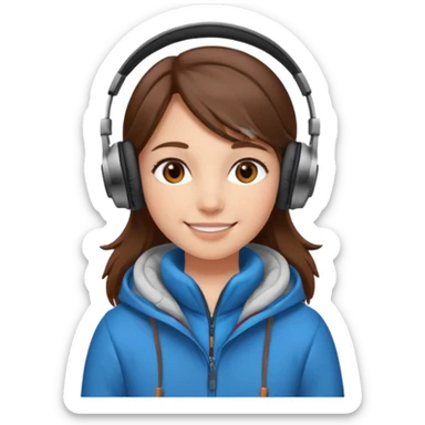 Я хочу дівчину з світлою шкірою корисним волоссям коричне вими очима і з навушниками і в теплому одязі sticker