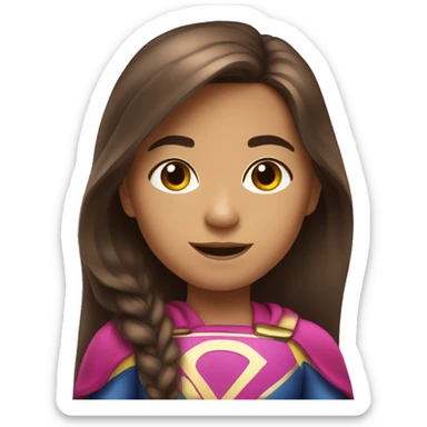 superhero, child, girl, long brown hair, brown eyes, hispanic sticker