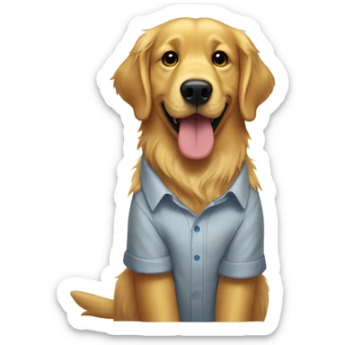 Golden retriever wearing a shirt that says jerk sticker