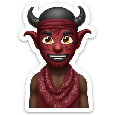 Demon with a Burgundy paisley Bandana sticker