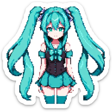 Hatsune Miku with teal twin tails sticker