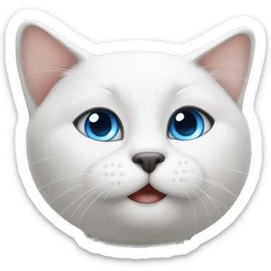 White cat with blue eyes black ears and black tail sticker
