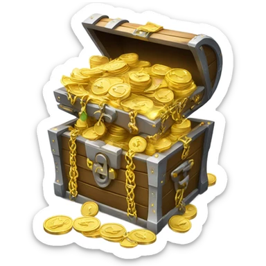 Treasure chest with many gold and money  sticker