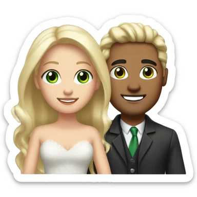 Married couple, he has black hair with gel, she has long blonde hair and green eyes  sticker