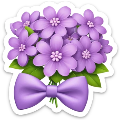 lilac flower bouquet with a bow tie sticker