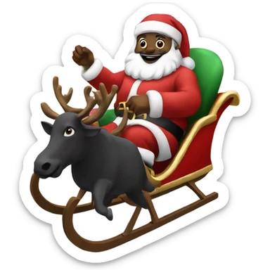 Black Santa On Sleigh sticker