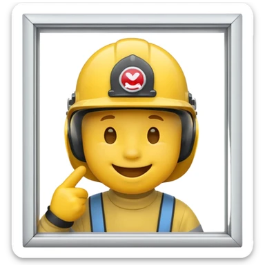  smile emoji wearing helmet licking a window sticker