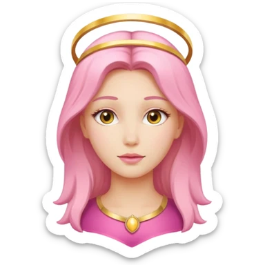 angel emoji, beautiful pink woman with a golden halo sticker