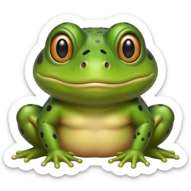 A bullfrog with my face on place of the bullfrog face to combine into a cartoon version of myself as a bullfrog  sticker