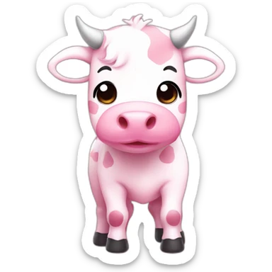 pink cute cow chibi  sticker