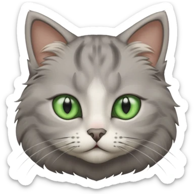 a gray cat with eyes on its FOREHEAD sticker