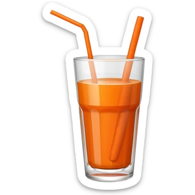 a glass of carrot juice with a straw, simple, clear sticker