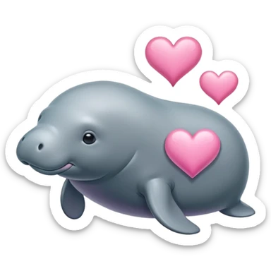 Manatee with a pink heart sticker
