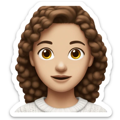 Girl with brown hair and white skin wearing a crimson and white sweater with the black crimson and white Harvard University logo on it  sticker