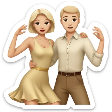 two caucasian people dancing in the club sticker