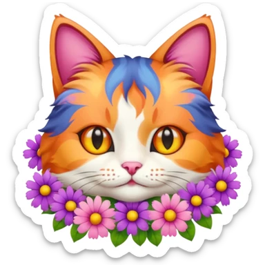 кіт з квітами sticker