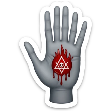 bloody grey hand with an occult symbol on the palm sticker
