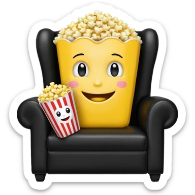 An emoji eating popcorn sitting on a recliner  sticker