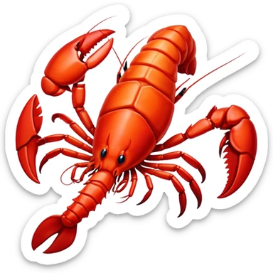 A red lobster crawls along the ocean floor, its vibrant claws ready to pinch anything that comes its way sticker