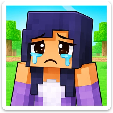 Change the expression to sad with teary eyes and a frown, keep the style and character the same, only modify eyes and mouth. sticker