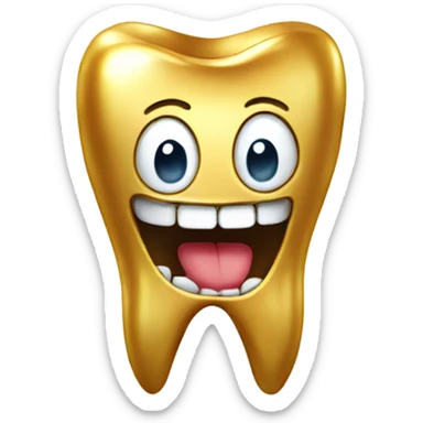 Golden tooth with a gold tooth sticker