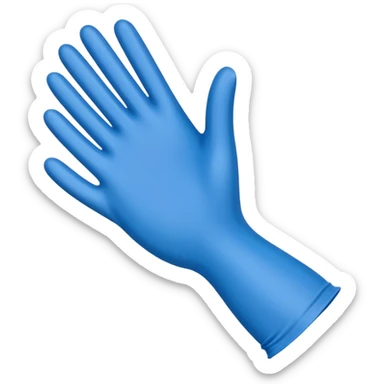 Single Blue latex glove being snapeed on sticker