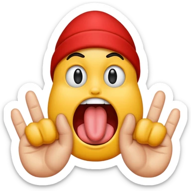 Tongue sticking out between two fingers sticker