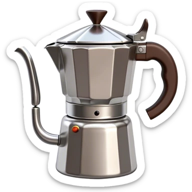 Cinematic Realistic Moka Pot Pop Culture Emoji, featuring an iconic Italian coffee maker rendered with classic charm and warm, inviting lighting. sticker