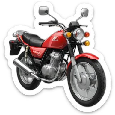 A middle ag man wheelie the motorcycle honda Red 250 cc 1985 sticker