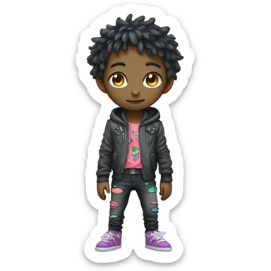 an edgy cute kawaii vernid-fionbri with splash patterns full body sticker