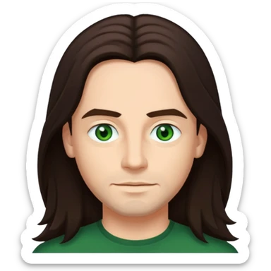 James Shaffer (b.1970) with long dark brown hair sticker