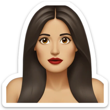 Salma hayek in bikini with straight hair small nose red lips small face almond eyes cute sticker
