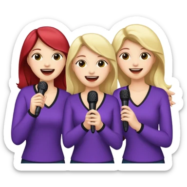 3 amigas en un karaoke cantando todas blancas de piel sticker