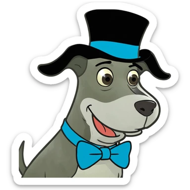 Goofy dog with a top hat  sticker
