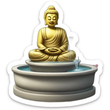 A small homemade water fountain inside which there is a Buddha statue, which is very beautiful and traditional sticker
