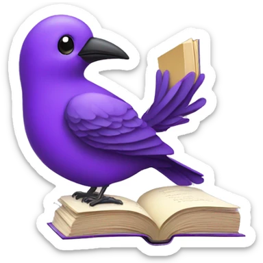Purple bird with a book  sticker