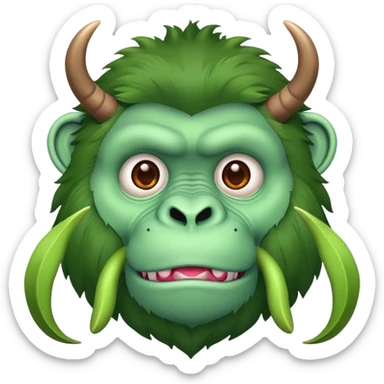 Green gorilla with antlers and no legs sticker