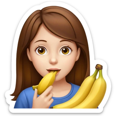 Brown hair Girl eats banana  sticker